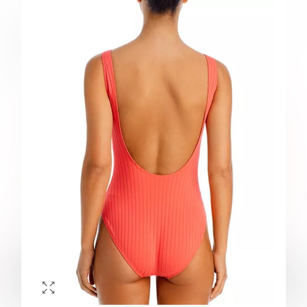 SOLID & STRIPED Coral Ribbed Scoop One-Piece - Picture 2 of 9